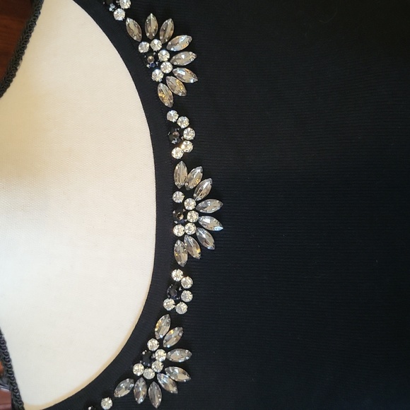 Charter Club black bell-sleeve sweater with jeweled neckline - Picture 3 of 7